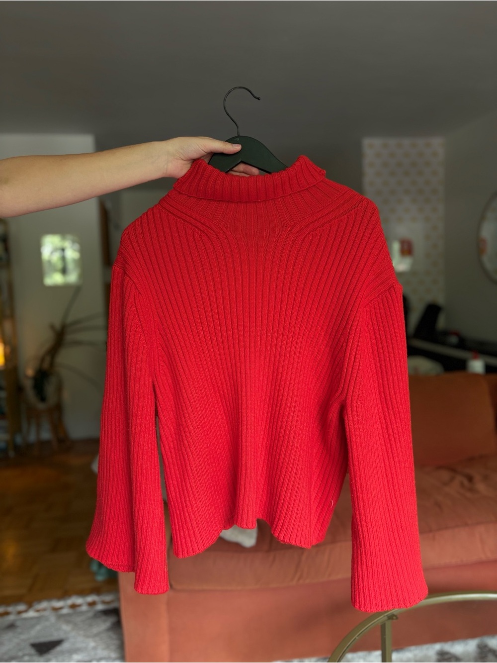 H&M Red Ribbed Turtleneck Sweater - Women